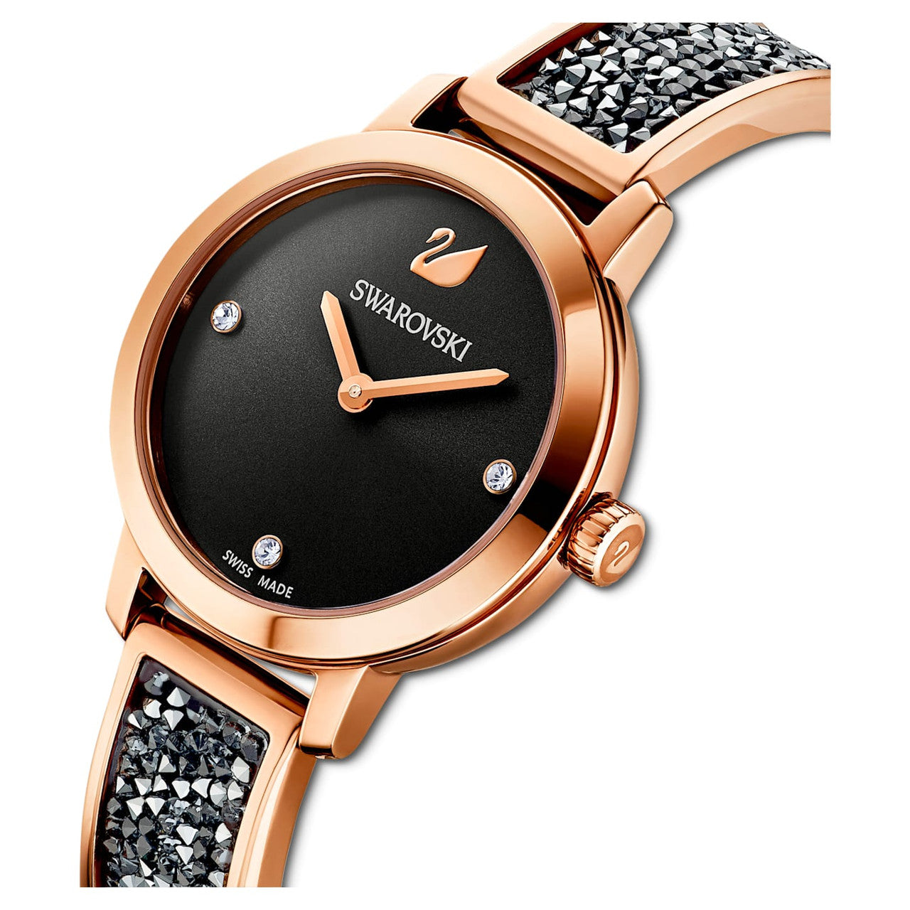 Swarovski Crystal Cosmic Rock Watch Metal Bracelet, Black, Rose-Gold Tone PVD 5376068