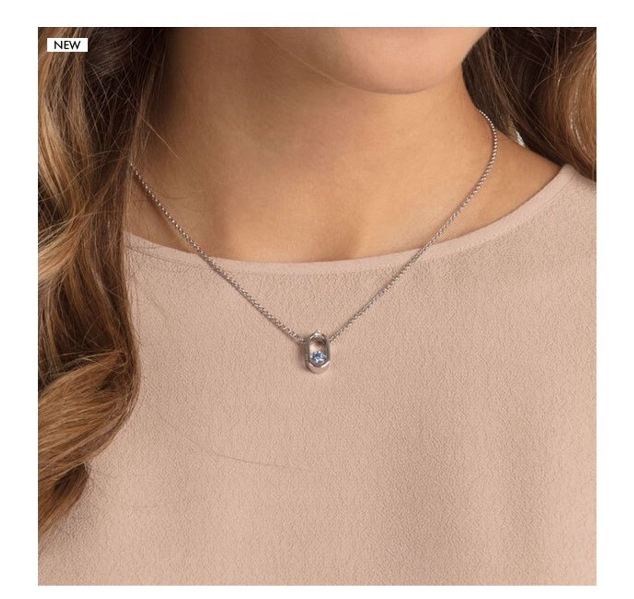 Swarovski Blue Dancing Crystal North Necklace, Rhodium Plating 5479118