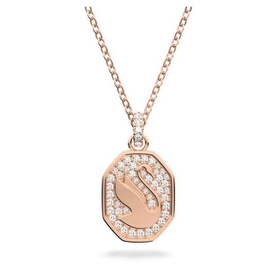 Swarovski Signum Pendant, Swan, White, Rose-Gold Tone Plated 5621106