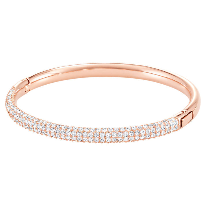 5032850 Swarovski Stone bangle, White, Rose gold-tone plated