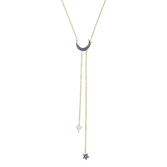 Duo Moon Y Necklace Teal, Mixed Plating 5412630