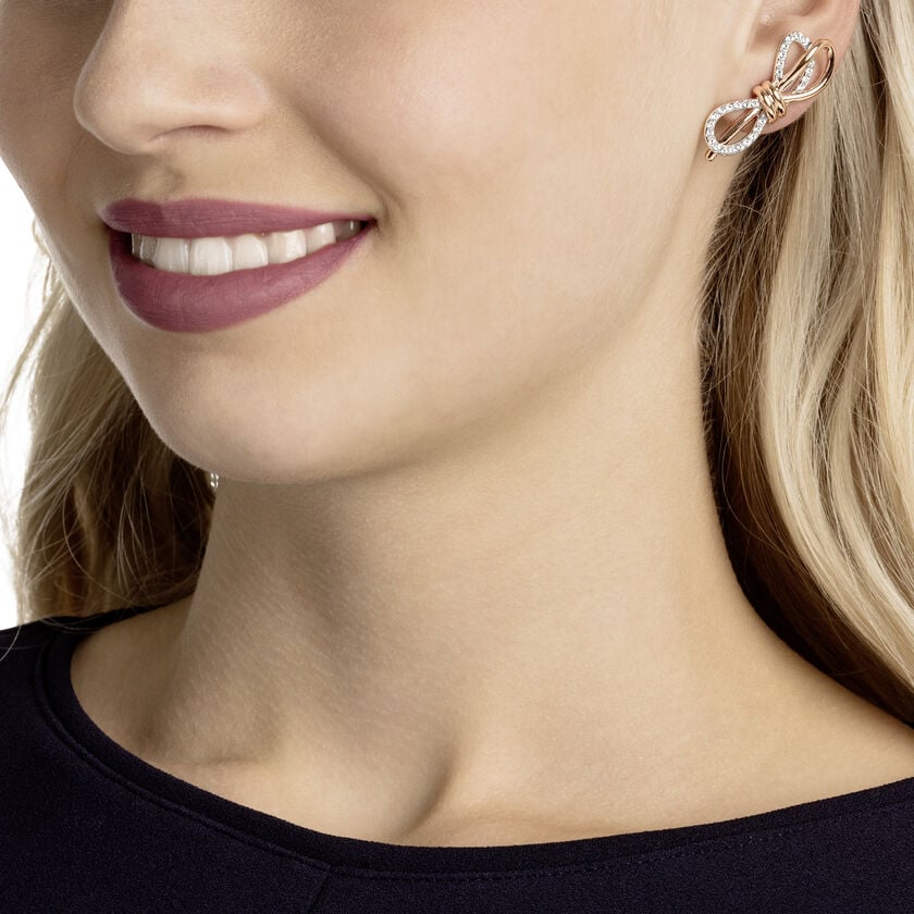 Lifelong Bow Pierced Earrings Dress White, Mixed plating 5447089
