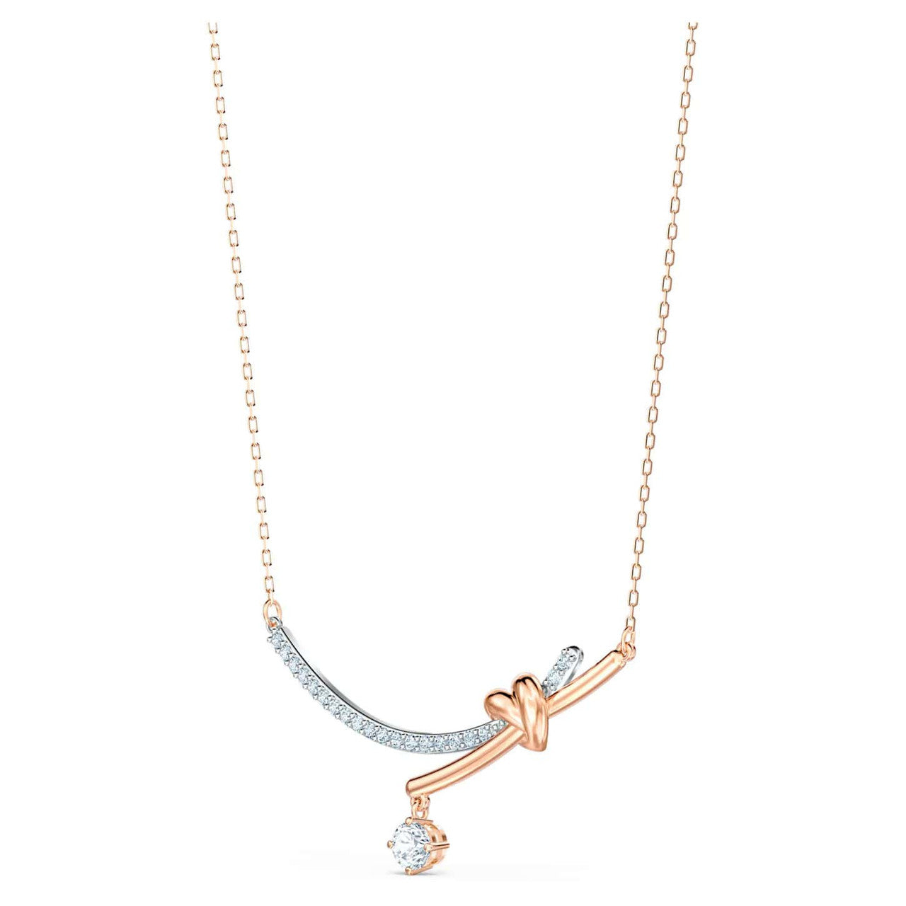 5517951 Swarovski Crystal Lifelong Heart Necklace, White, Mixed Metal Finish