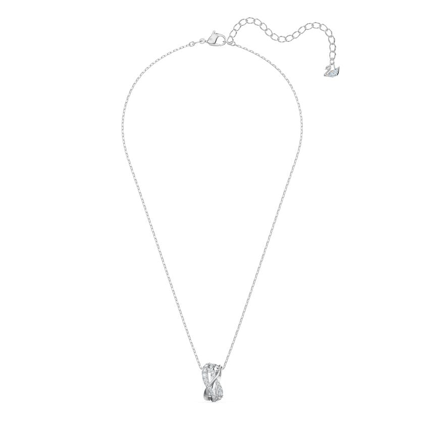 Twist Rows Pendant White, Rhodium plated 5563906