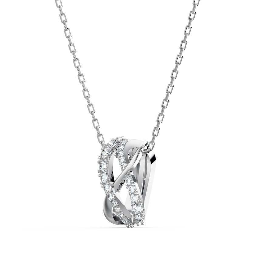 Twist Rows Pendant White, Rhodium plated 5563906