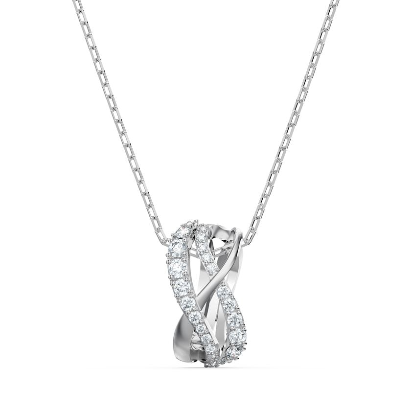 Twist Rows Pendant White, Rhodium plated 5563906