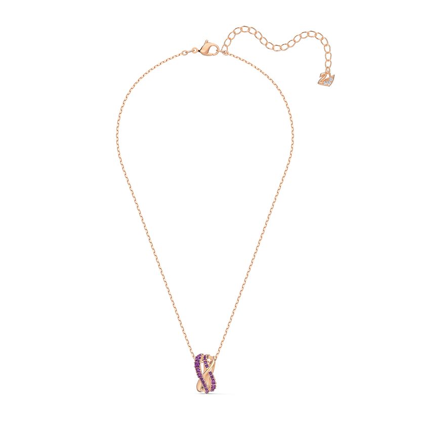 5563907 Twist Rows Pendant Purple, Rose-gold tone plated