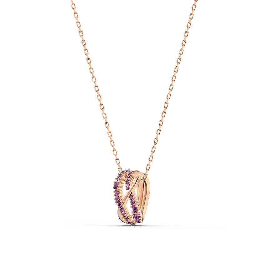 5563907 Twist Rows Pendant Purple, Rose-gold tone plated
