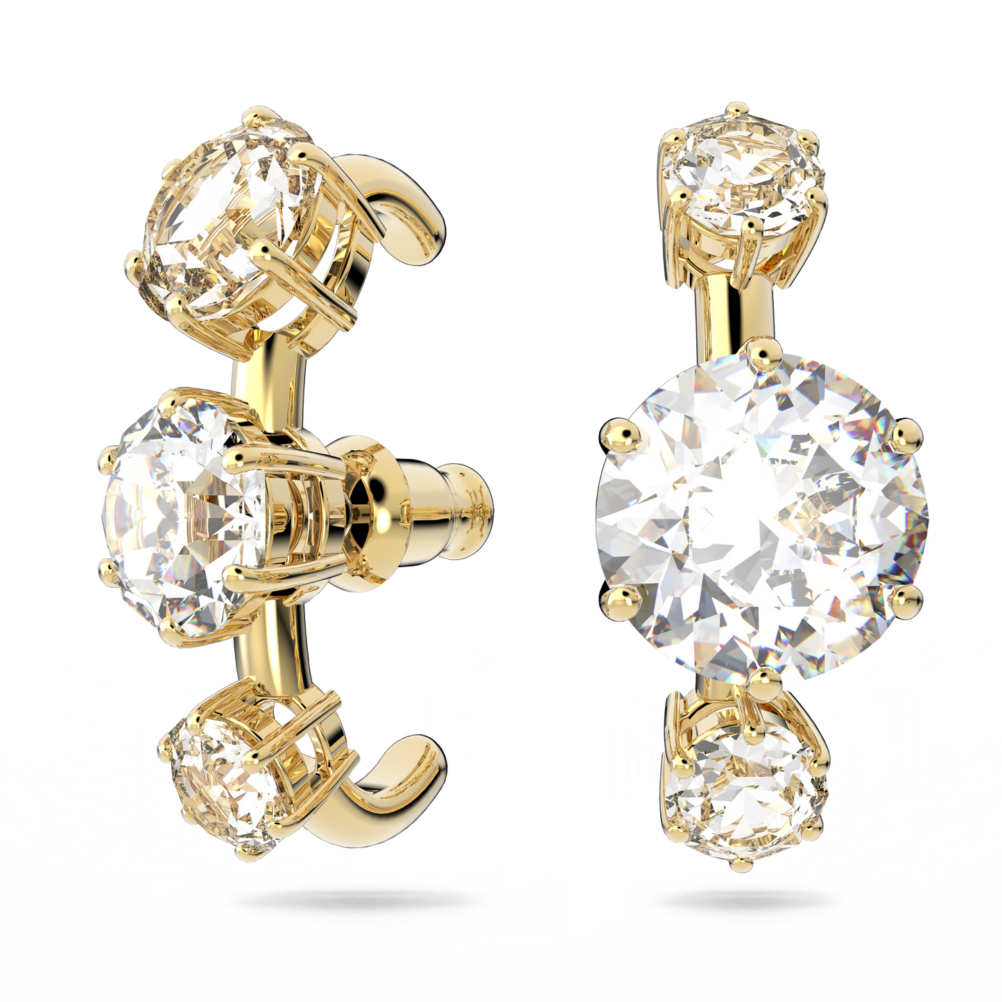 Constella ear cuffs Asymmetrical design, Round cut, White, Gold-tone plated 5616919