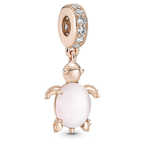 PANDORA 788939C01 Rose Murano Glass Pink Sea Turtle Dangle