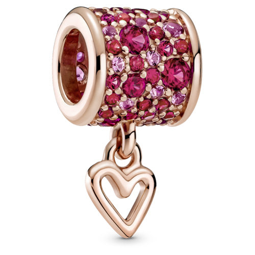 PANDORA Ruby Red Freehand Heart Barrel Charm 789548C01