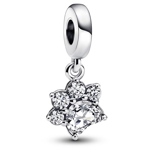Sparkling Pet Paw Print Dangle Charm Sterling silver 792247C01