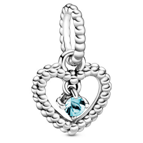 March Aqua Blue Beaded Heart Dangle 798854C01