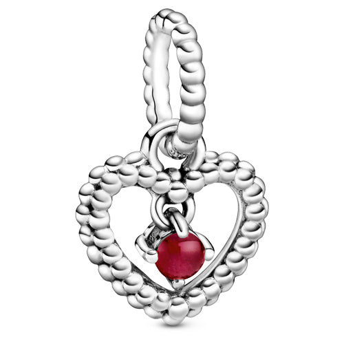 January Dark Red Beaded Heart Dangle 798854C08