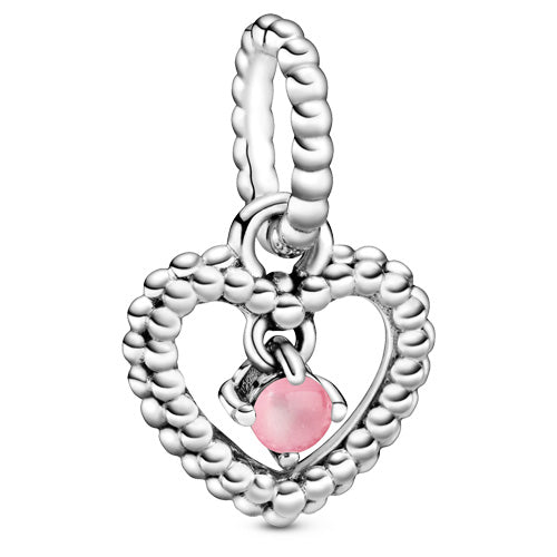 October Petal Pink Beaded Heart Dangle 98854C09