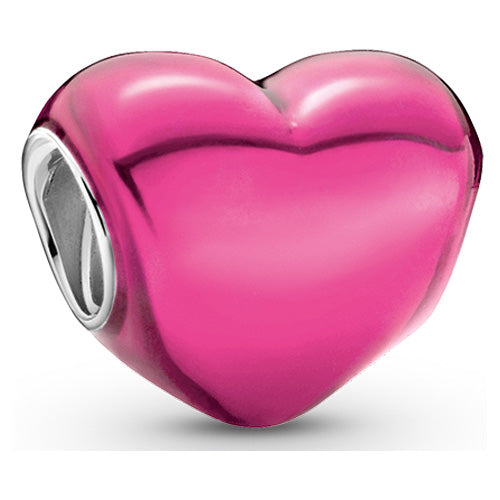 PANDORA Metallic Pink Heart Charm Sterling Silver 799291C03