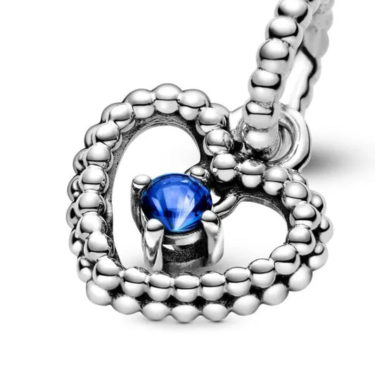 PANDORA 798854C12 ROYAL BLUE CRYSTAL HEART CHARM SEPT