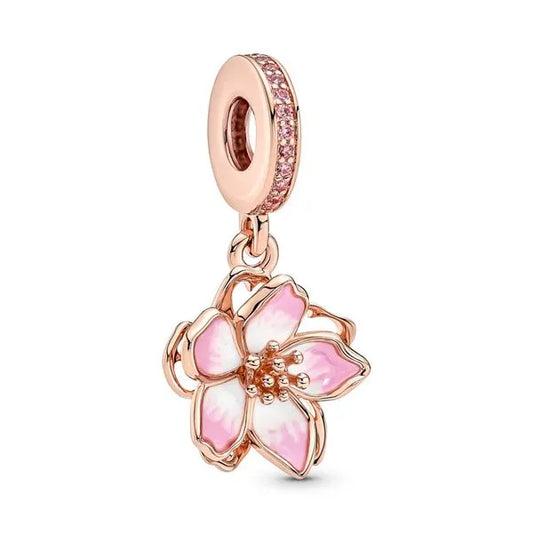 PANDORA 780667C01 Movable cherry blossom 14k rose gold-plated dangle