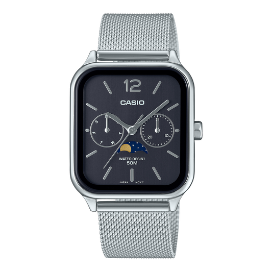 CASIO MTPM305MC-1AV MOON PHASE BLACK DIAL