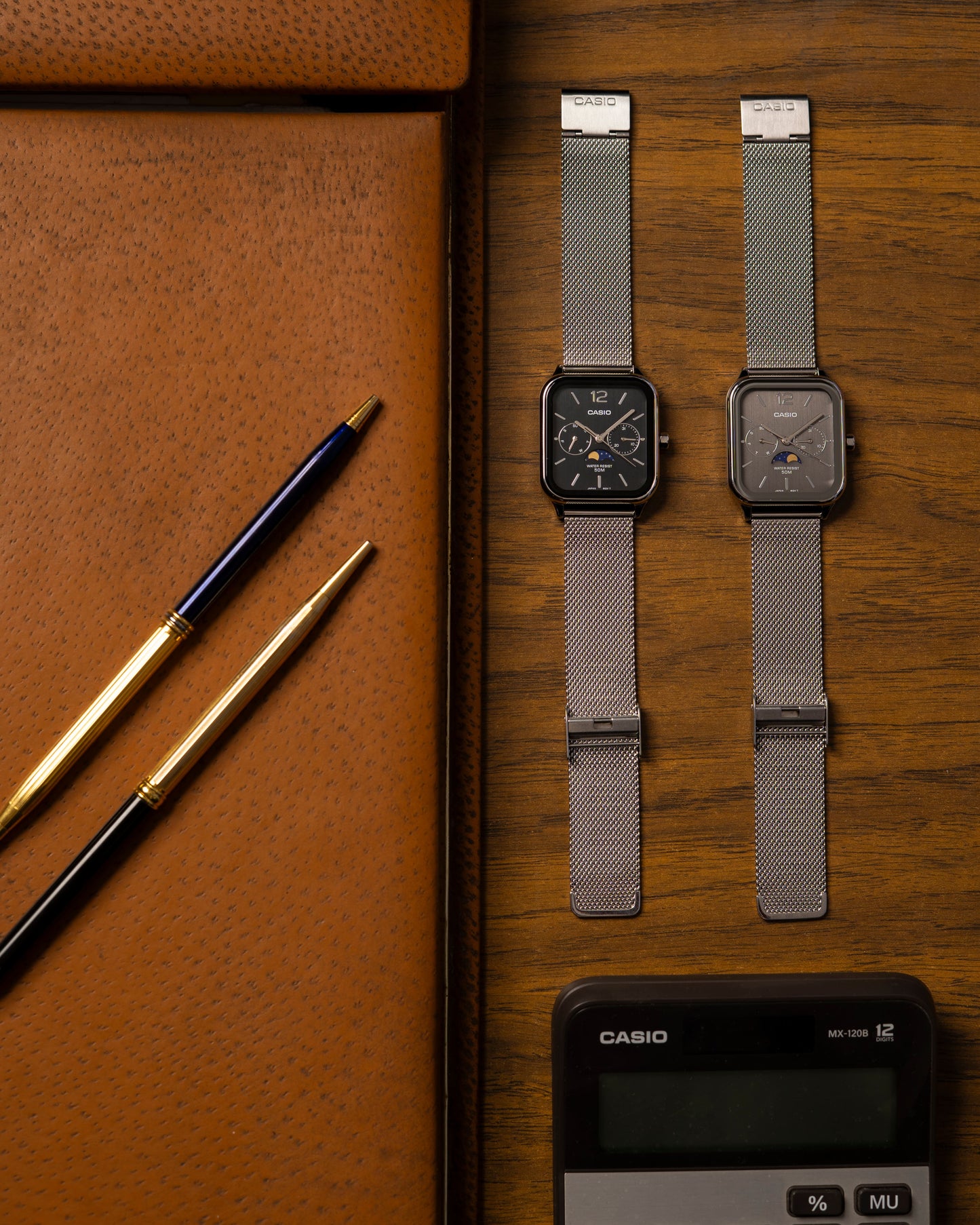CASIO MTPM305MC-1AV MOON PHASE BLACK DIAL