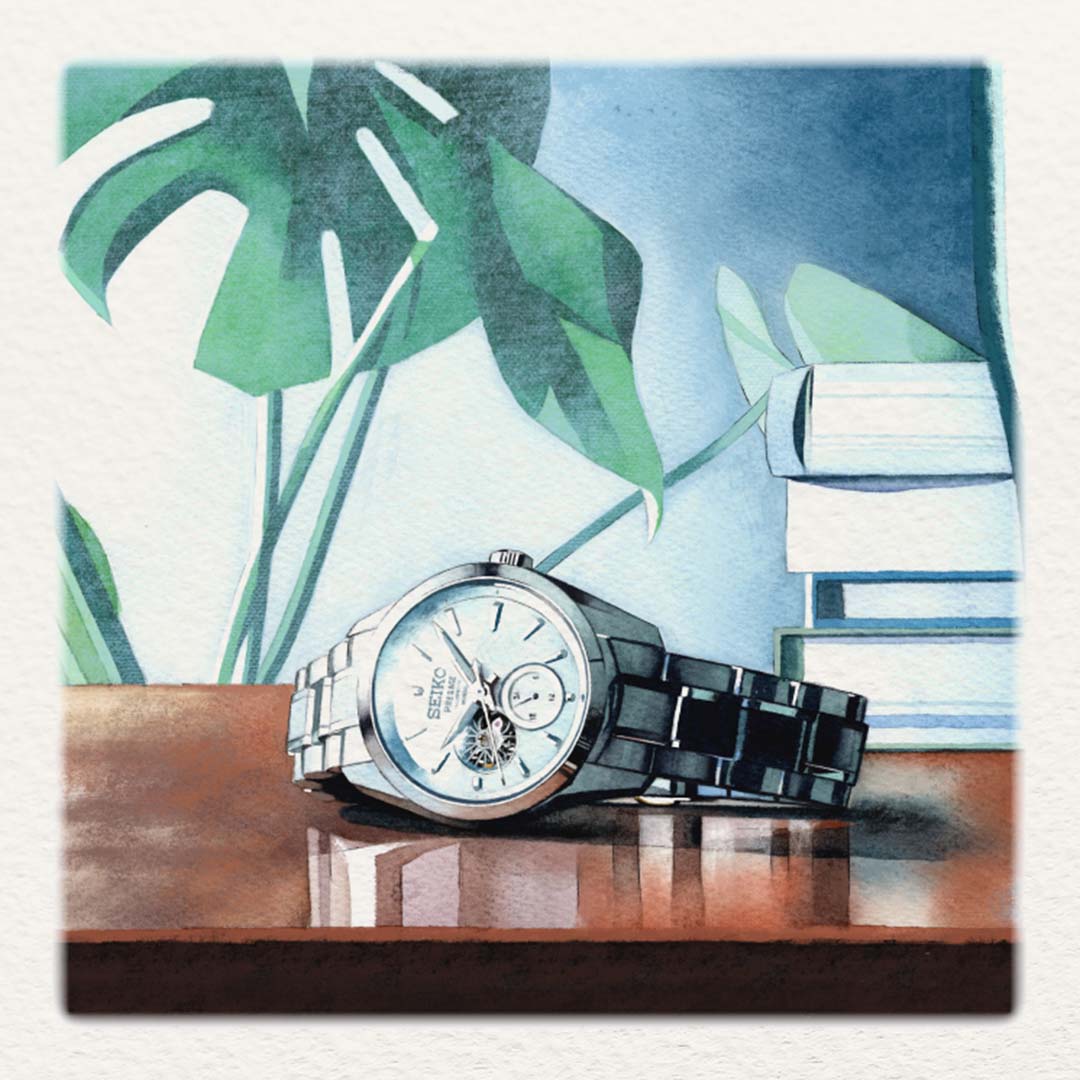 Seiko SPB415J1 Presage ‘Shiro’ Sharp-Edged Open Heart SPB415