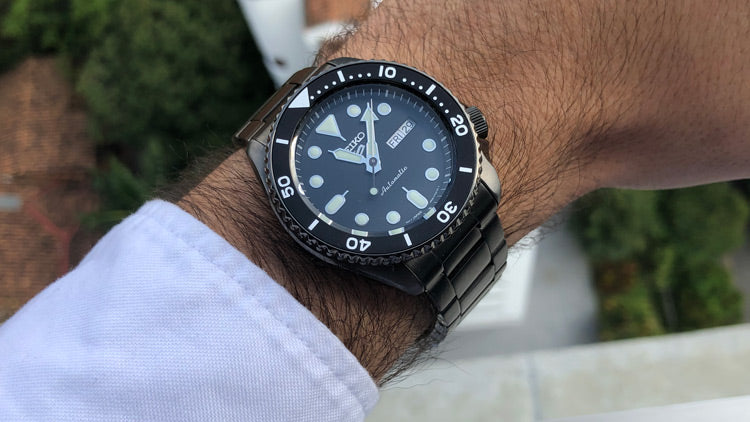 Seiko 5 Sports Automatic All Black PVD Case & Bracelet Watch SRPD65 SRPD65K1F