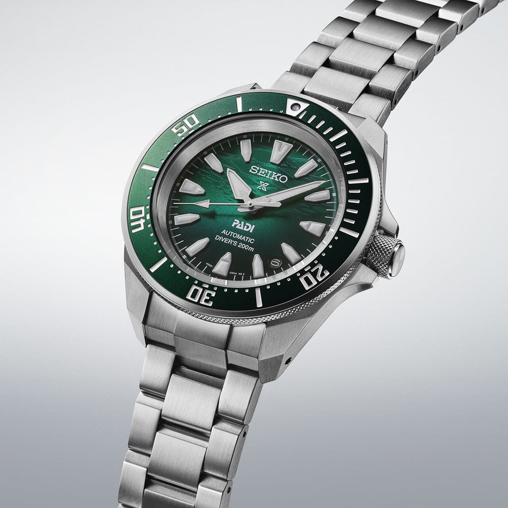 Seiko Prospex PADI 60th Anniversary 4R Compact Mechanical Diver’s Watch in Underwater Green SRPL53 SRPL53K1