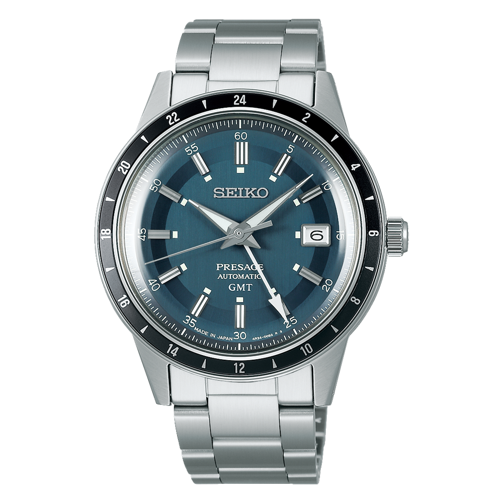 Seiko Presage Style 60s Automatic Watch Blue Grey Dial GMT SSK009 SSK009J1