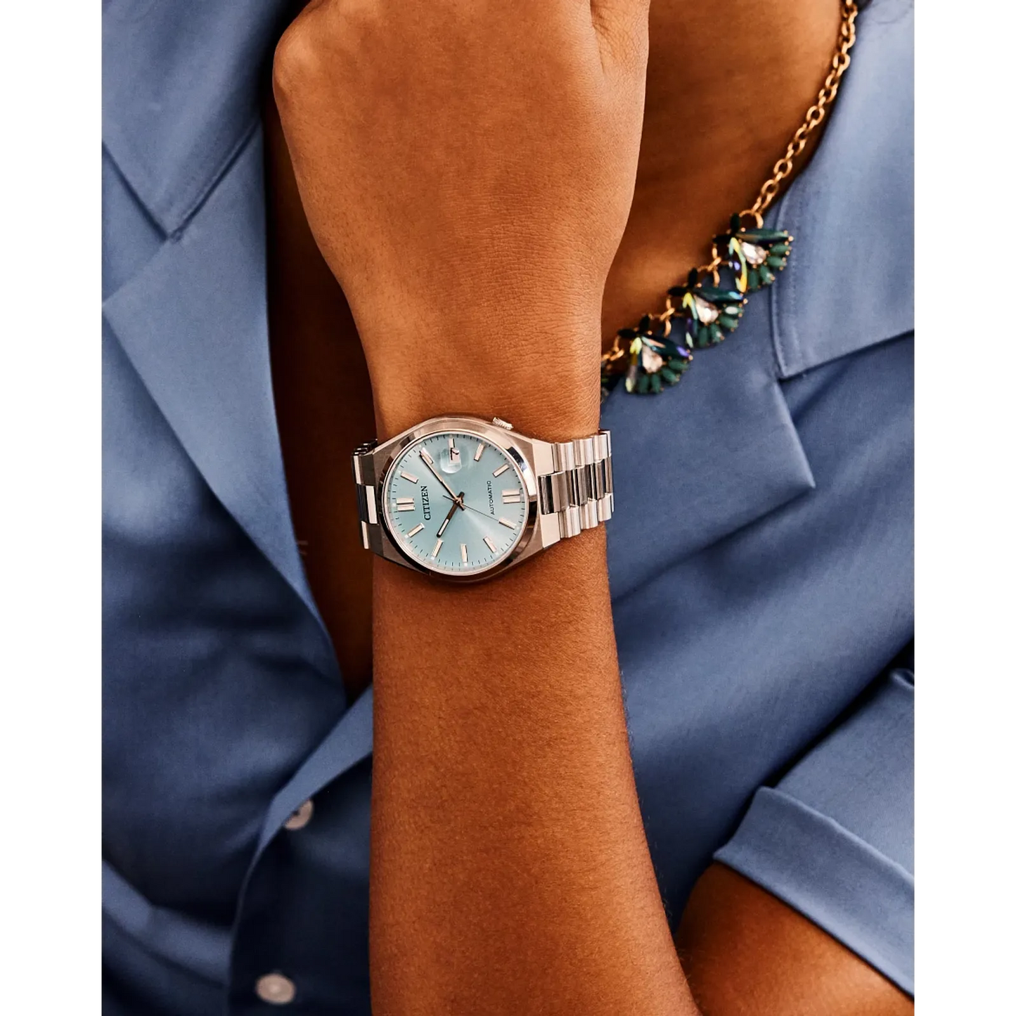 Citizen Automatic NJ0151-53M "TSUYOSA” Collection Light Blue Dial(40MM) Stainless Steel Bracelet