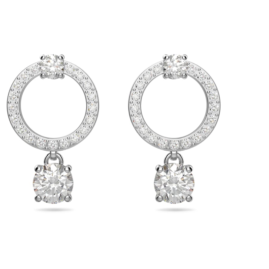 Attract hoop earrings Round cut, White, Rhodium plated 5563278