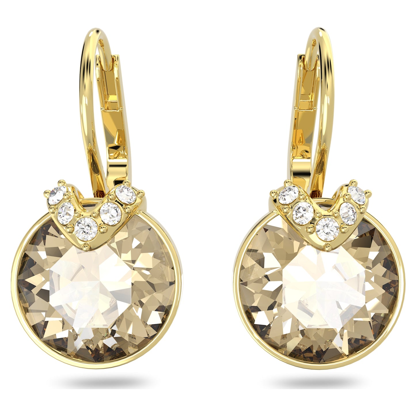 Bella V drop earrings Round cut, Gold tone, Gold-tone plated 5662093