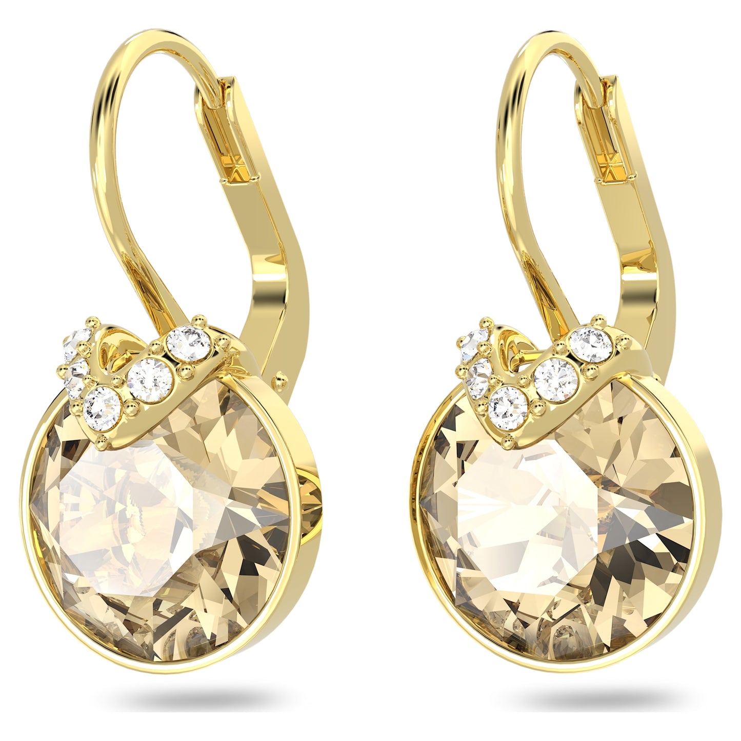 Bella V drop earrings Round cut, Gold tone, Gold-tone plated 5662093