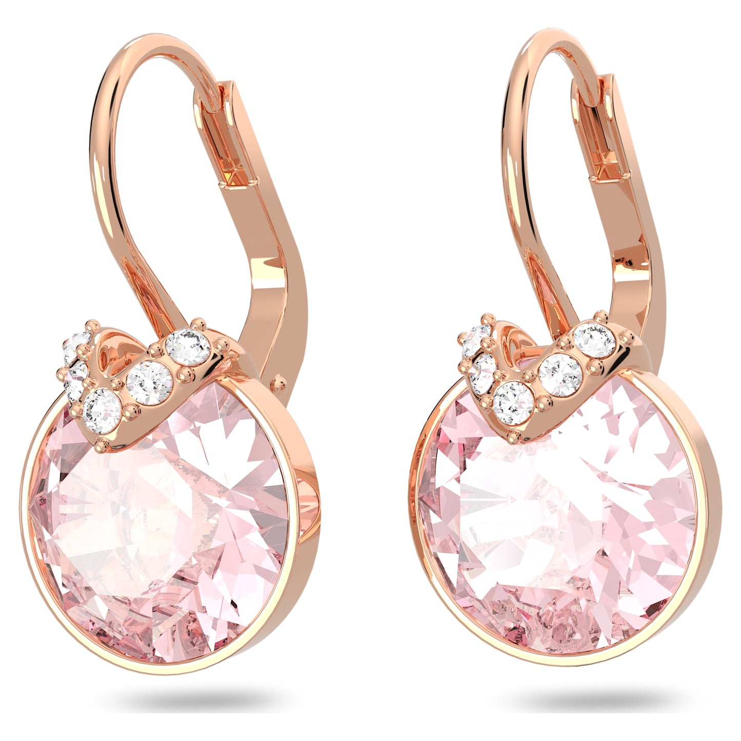 Bella V drop earrings Round cut, Pink, Rose gold-tone plated 5662114