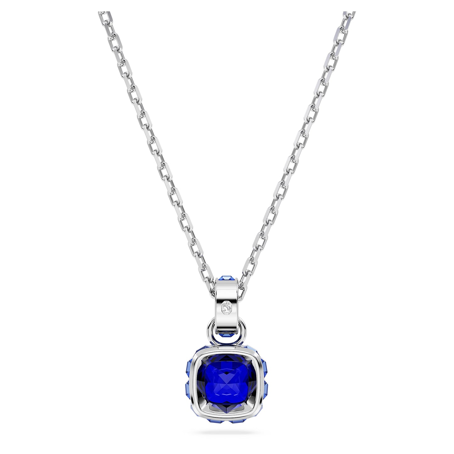 Birthstone pendant Square cut, September, Blue, Rhodium plated 5651790