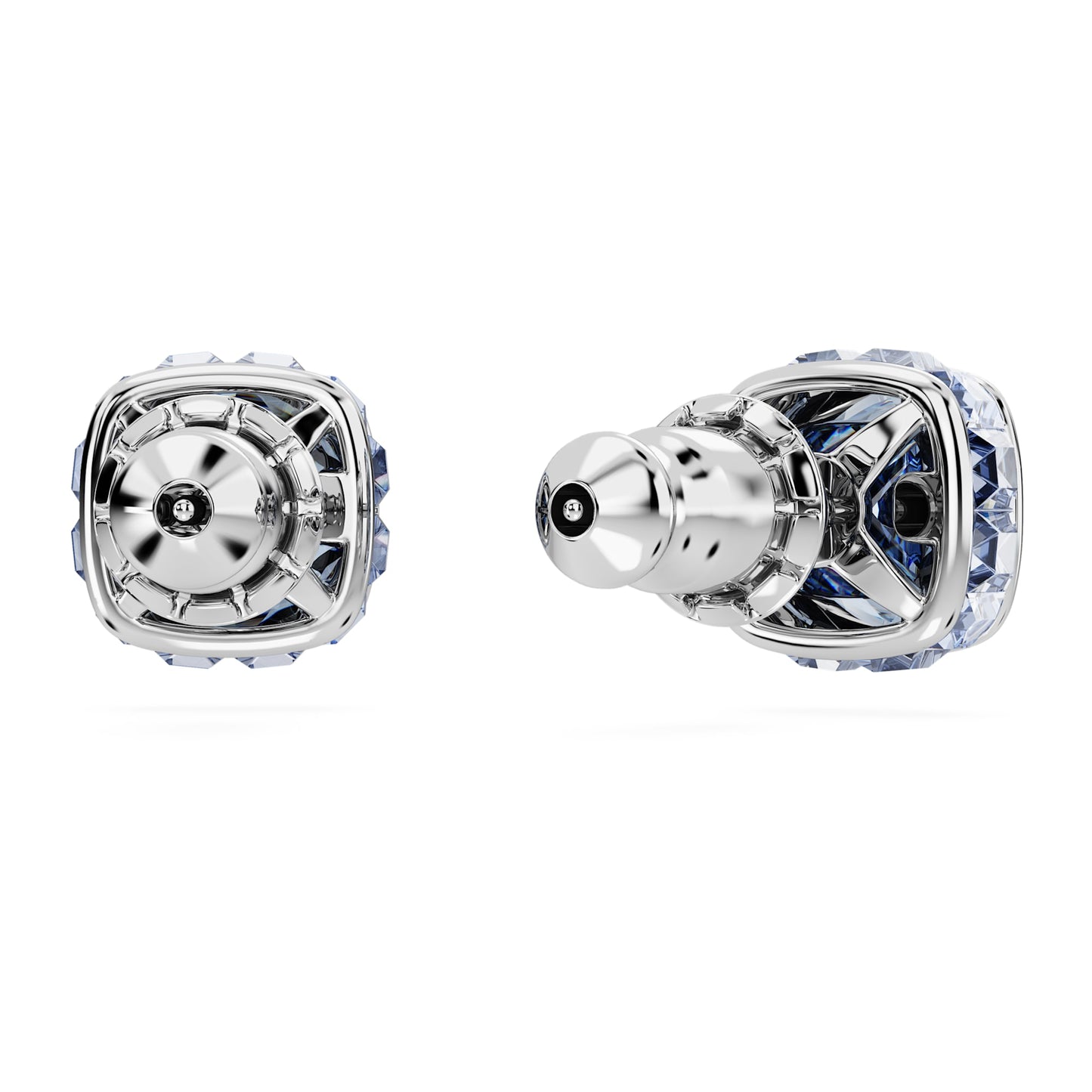 Birthstone stud earrings Square cut, March, Blue, Rhodium plated 5660800
