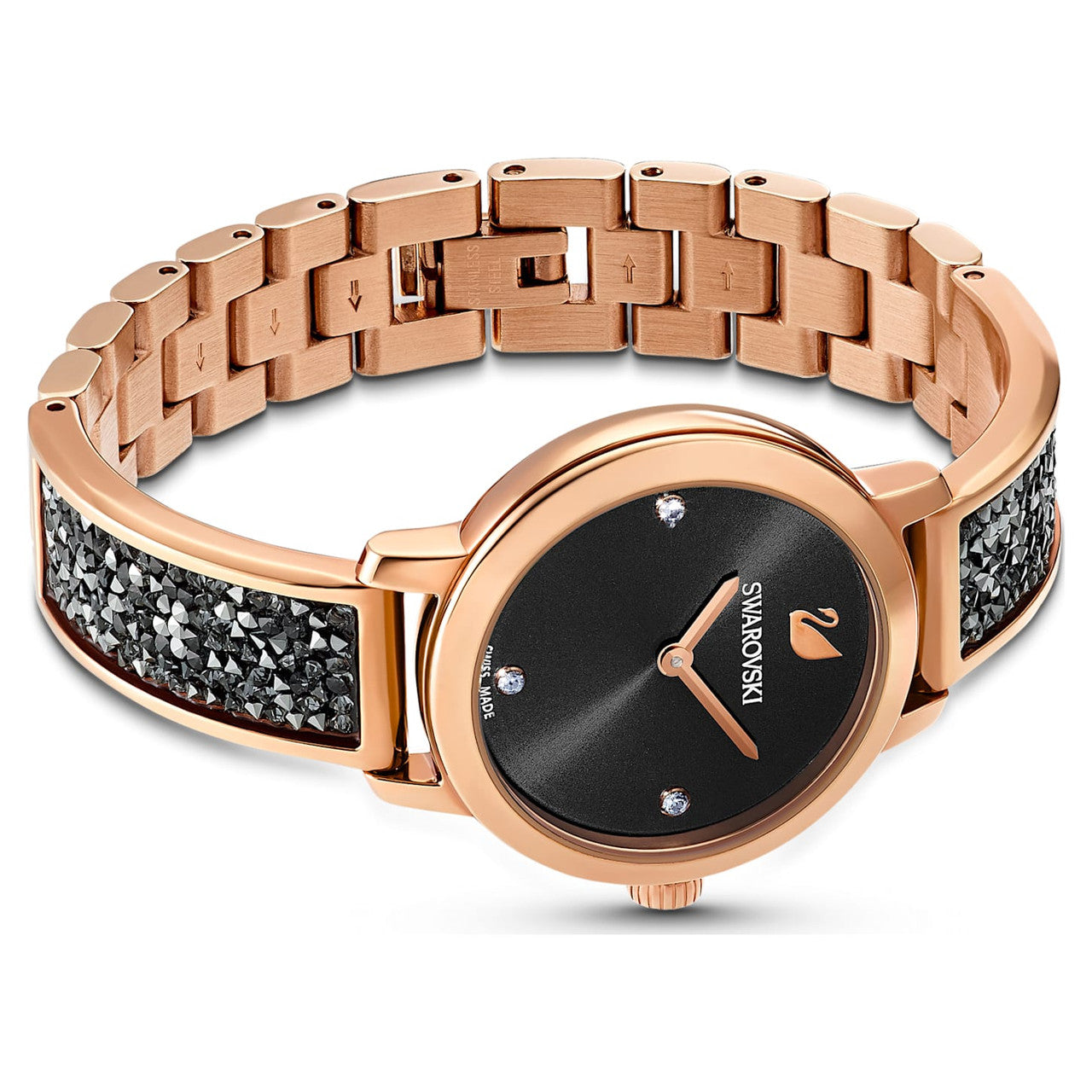 Swarovski Crystal Cosmic Rock Watch Metal Bracelet, Black, Rose-Gold Tone PVD 5376068