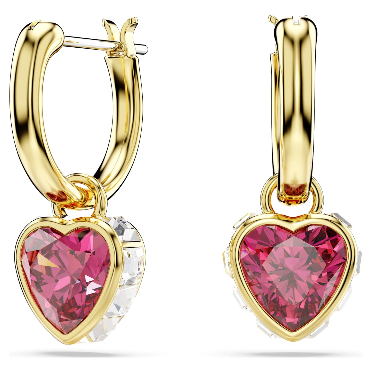 Chroma drop earrings Heart, Red, Gold-tone plated 5684760