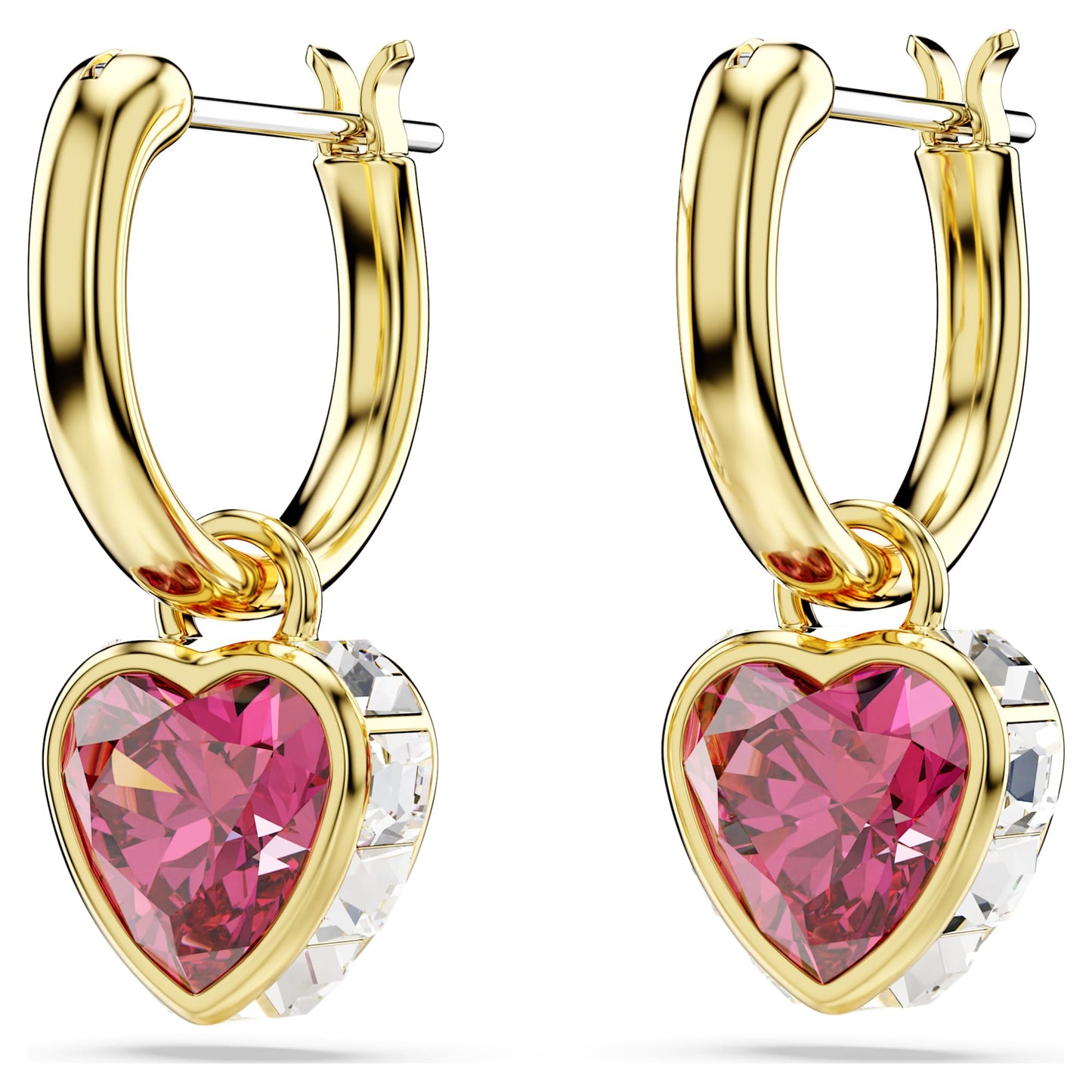 Chroma drop earrings Heart, Red, Gold-tone plated 5684760