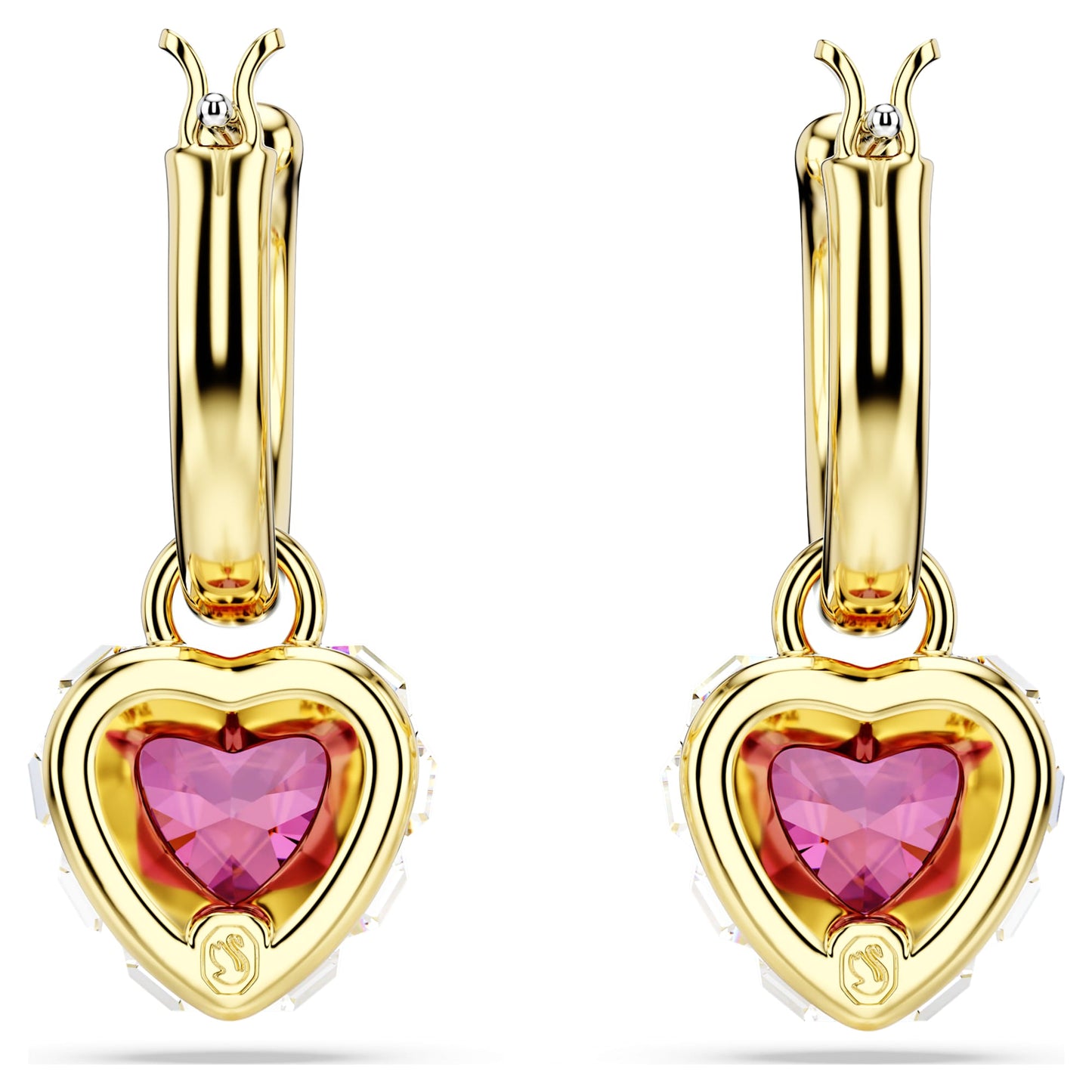 Chroma drop earrings Heart, Red, Gold-tone plated 5684760