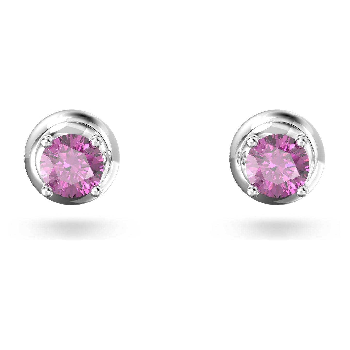 Chroma stud earrings Round cut, Purple, Rhodium plated 5639135