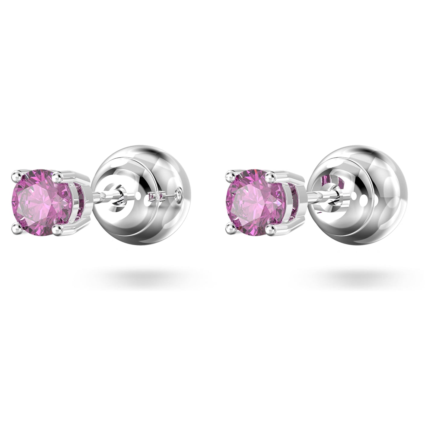Chroma stud earrings Round cut, Purple, Rhodium plated 5639135