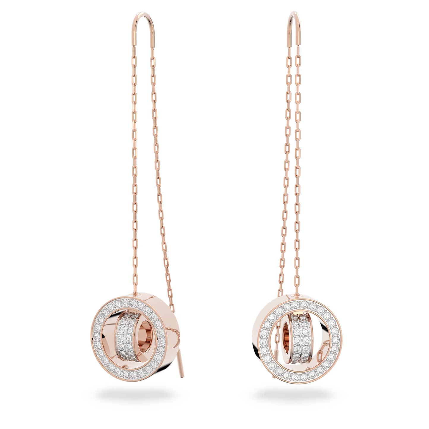 Dextera drop earrings Long, White, Rose gold-tone plated 5636504
