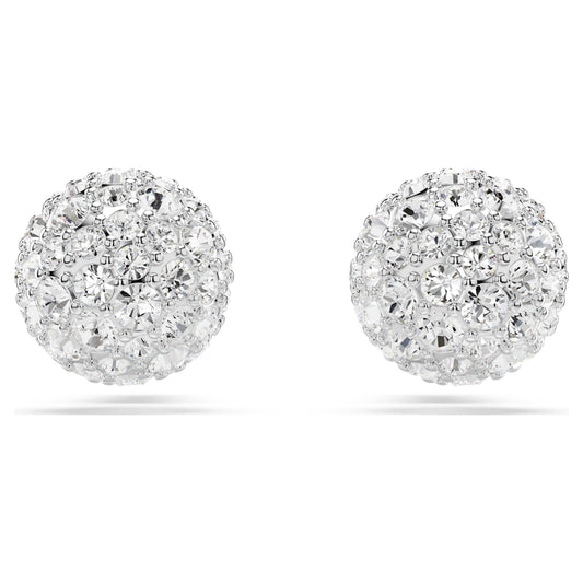 Dextera stud earrings Round cut, Sphere, White, Rhodium plated 5700290
