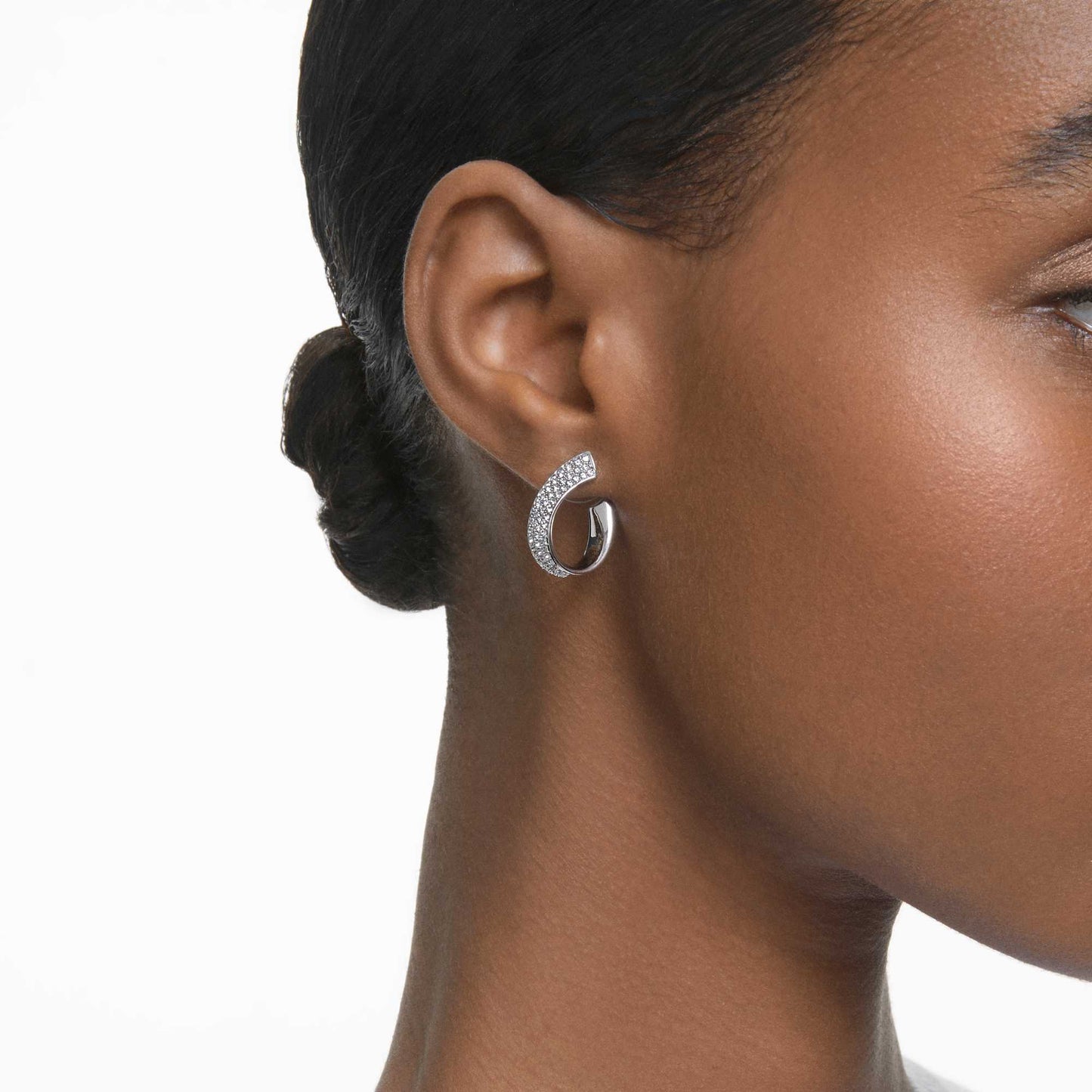 Exist hoop earrings Small, White, Rhodium plated 5637563