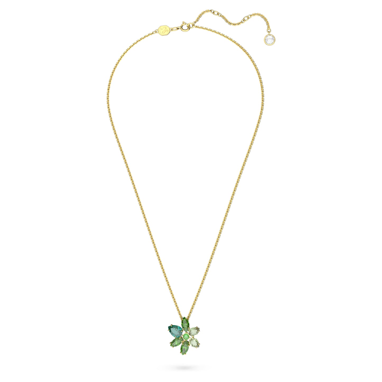 Gema pendant Mixed cuts, Flower, Green, Gold-tone plated 5658399