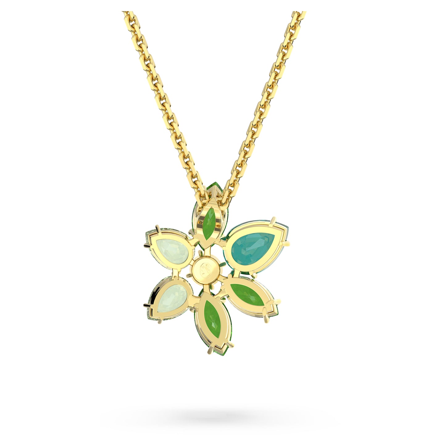 Gema pendant Mixed cuts, Flower, Green, Gold-tone plated 5658399