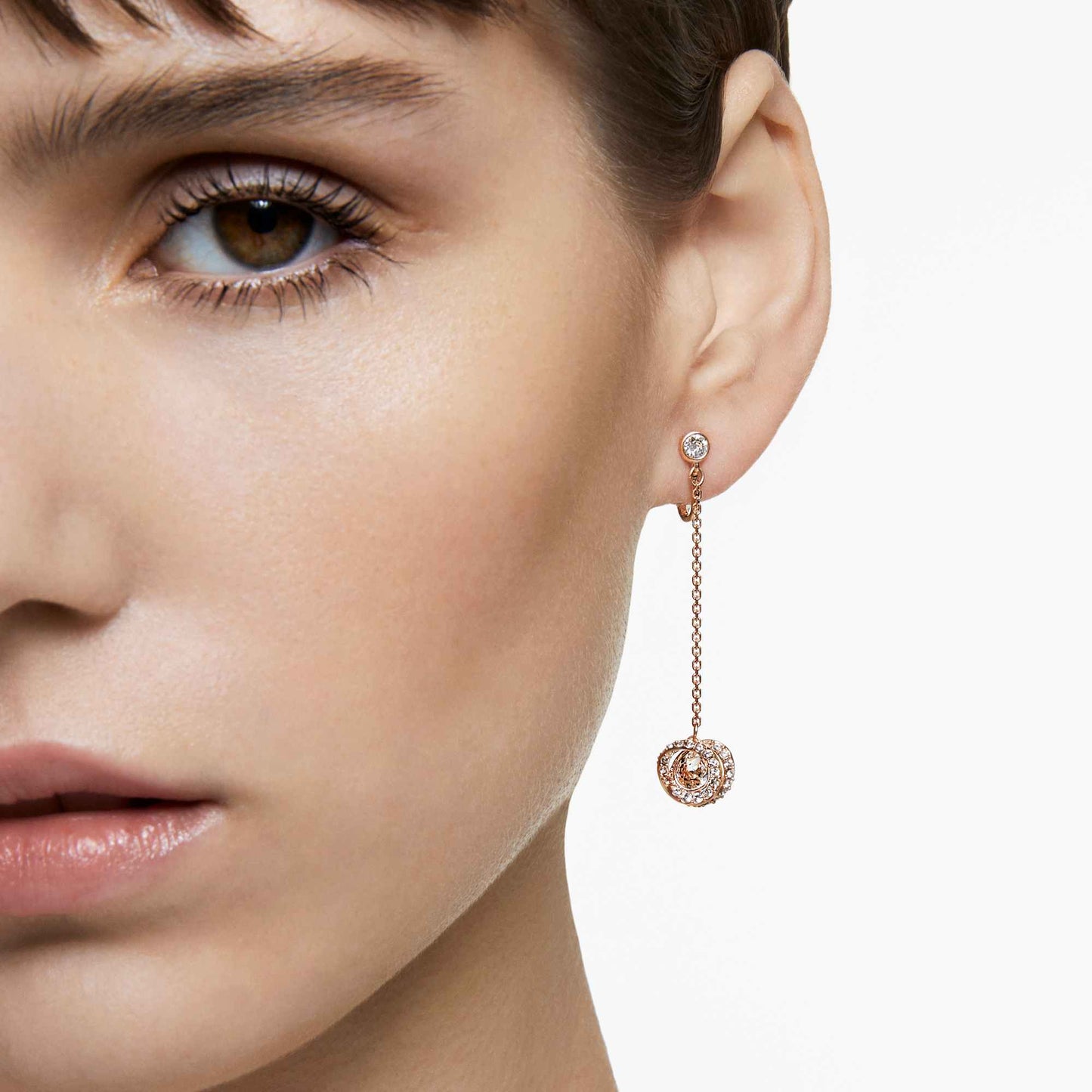 Generation clip earrings White, Rose gold-tone plated 5636508