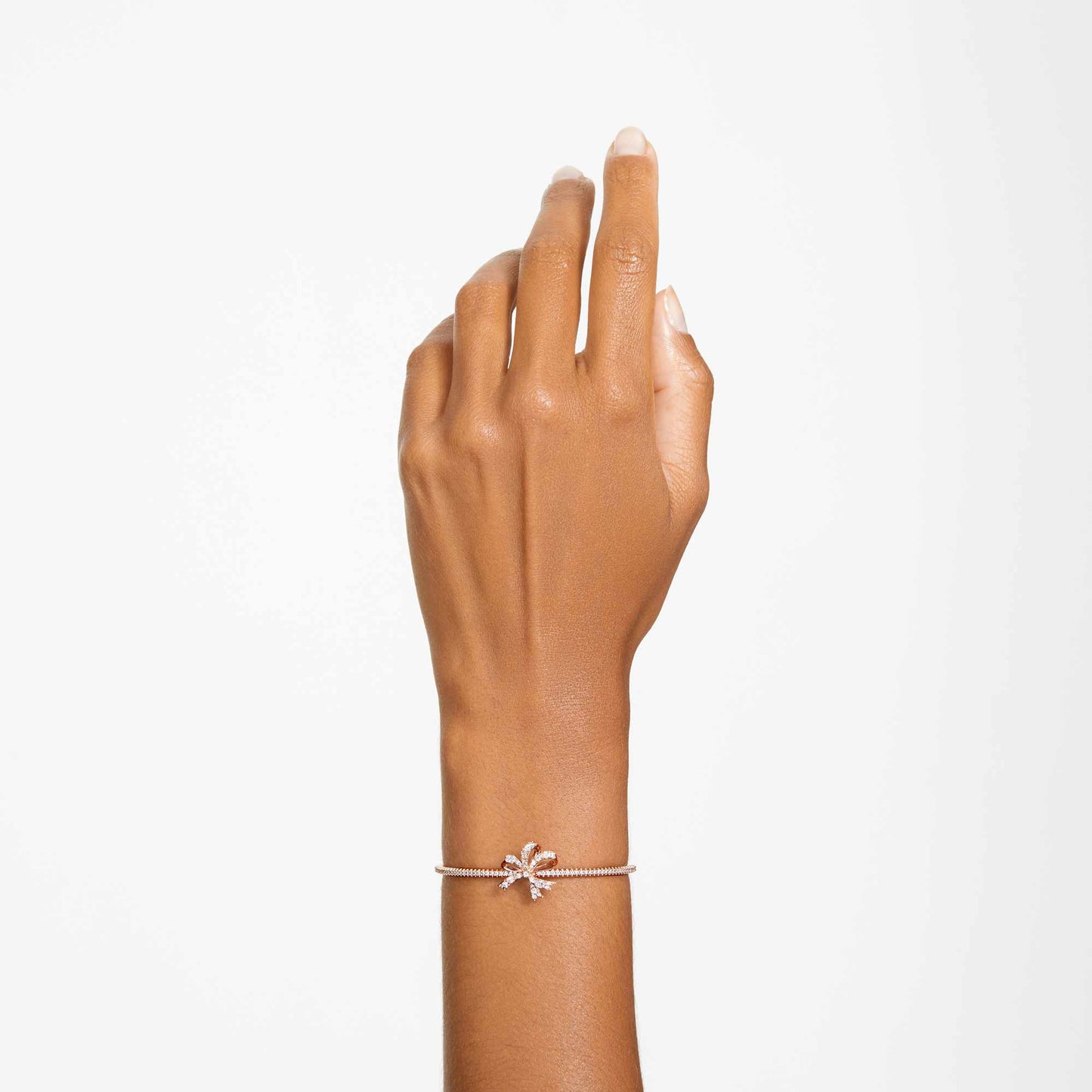 Hyperbola bangle Bow, White, Rose gold-tone plated 5647565