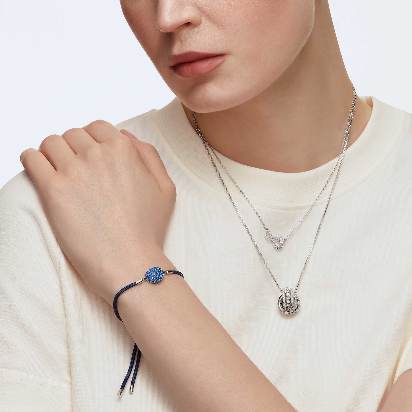 Hyperbola necklace Infinity, White, Rhodium plated 5520576