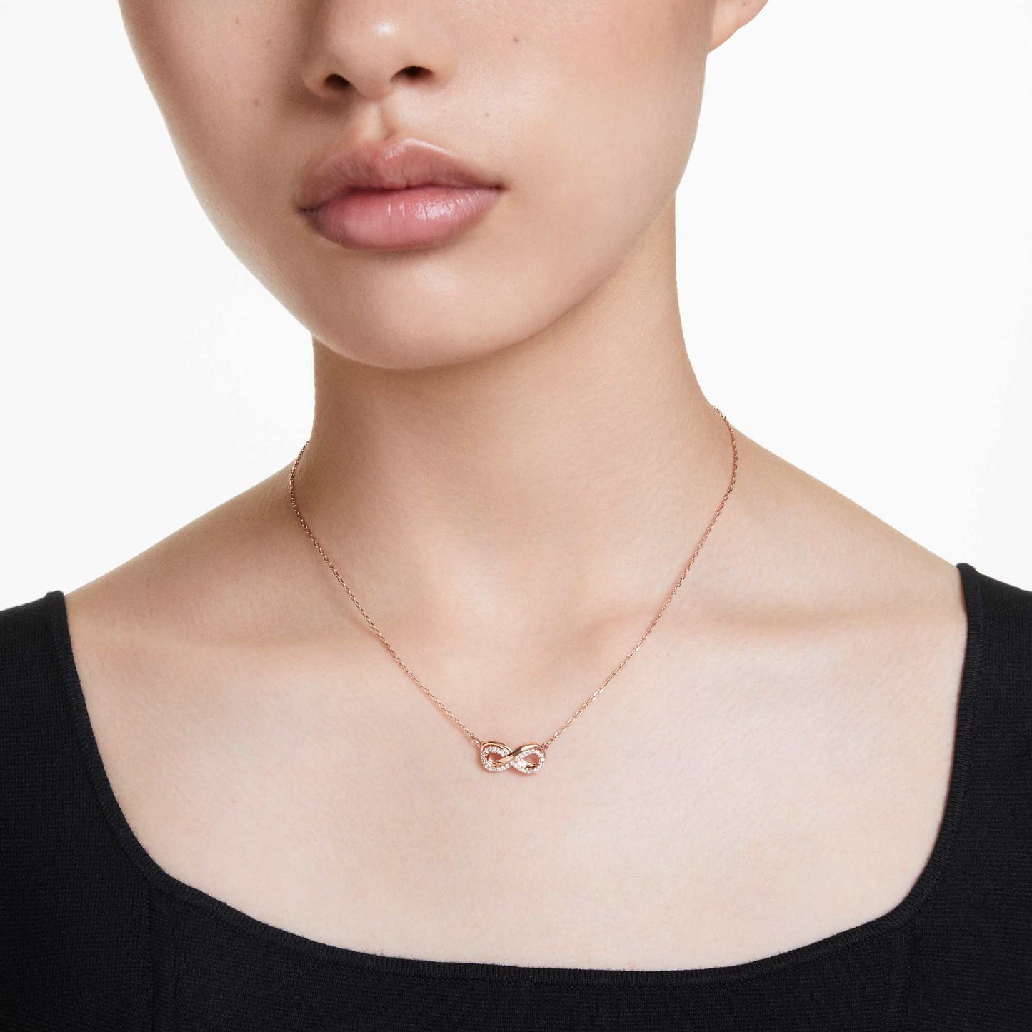 Hyperbola pendant Pavé, Infinity, White, Rose gold-tone plated 5684084